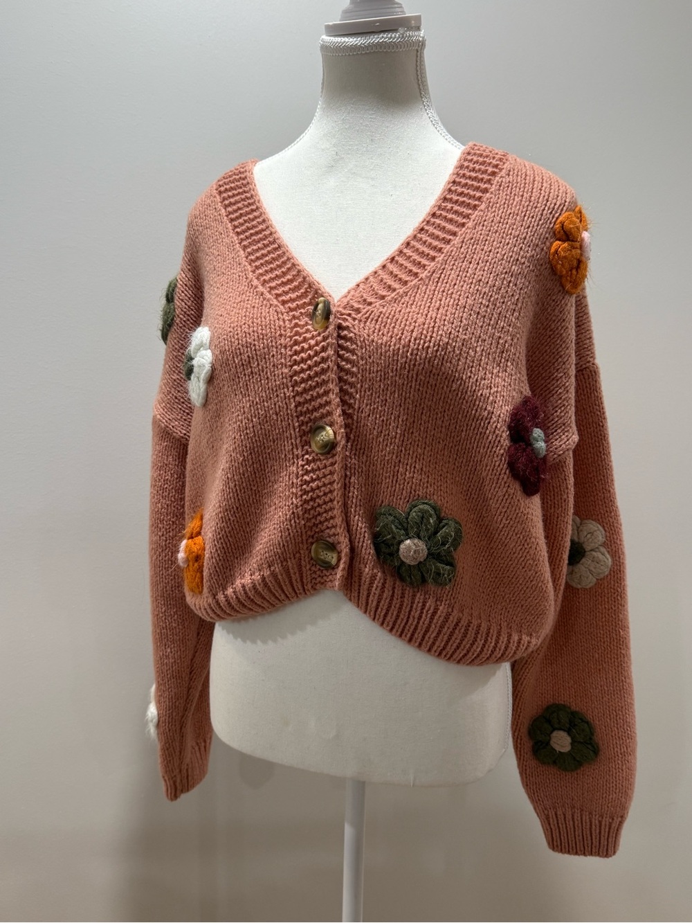 Dreamers Pink Floral Knit Cardigan